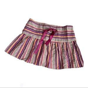 PEARL multi-color striped mini skirt w/satin ribbon size medium
